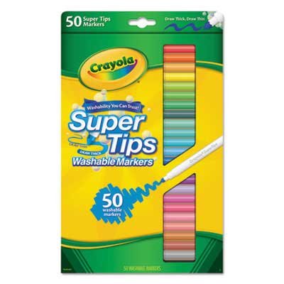 0641438038366 - CRAYOLA WASHABLE SUPER TIPS MARKERS WITH SILLY SCENTS, ASSORTED, 50/SET
