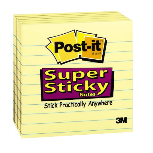 0641438047382 - POST-IT NOTES SUPER STICKY - SUPER STICKY NOTES, 4 X 4, LINED, CANARY YELLOW, 6