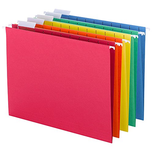 0641438050269 - SMEAD HANGING FILE FOLDERS, 1/5-CUT TAB, LETTER SIZE, 25 PER BOX, ASSORTED PRIMARY COLORS