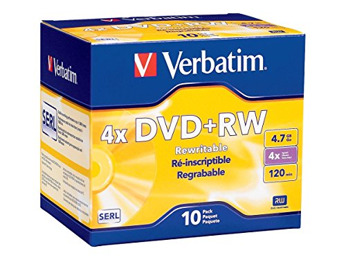 0641438072193 - VERBATIM 4.7 GB 1X- 4X REWRITABLE DISC DVD+RW, 10-DISC SLIM JEWEL CASE 94839