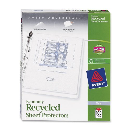 0641438148911 - AVERY EASY LOAD TOP LOADING RECYCLED POLYPROPYLENE SHEET PROTECTORS, 100/BOX