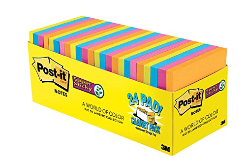 0641438160074 - POST-IT SUPER STICKY NOTES, 3 IN X 3 IN, RIO DE JANEIRO COLLECTION, 24 PADS, 70 SHEETS/PAD, CABINET PACK (654-24SSAU-CP)