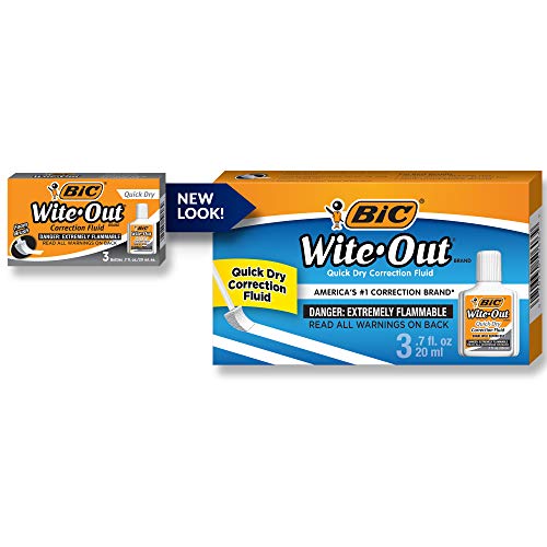 0641438176136 - WITE-OUT QUICK DRY CORRECTION FLUID, 20 ML BOTTLE, WHITE, 3/PACK