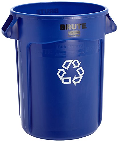 0641438330859 - RUBBERMAID COMMERCIAL BRUTE RECYCLING CONTAINER, ROUND, PLASTIC, 32 GALLON, BLUE (263273BE)