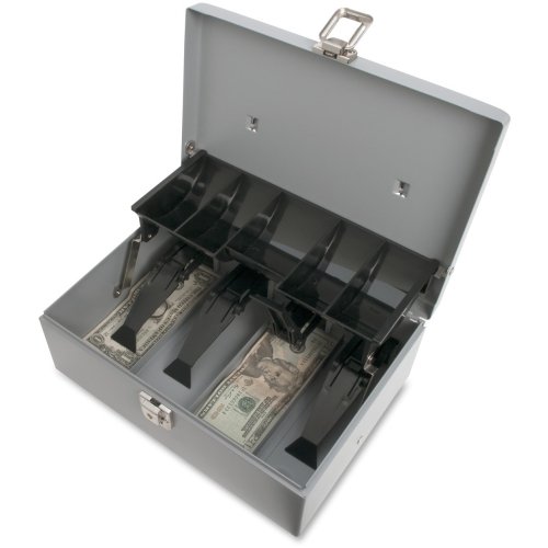 0641438548759 - SPARCO 5-COMPARTMENT TRAY CASH BOX - 5 COIN - GRAY - 3.4 HEIGHT X 11.4 WIDTH X