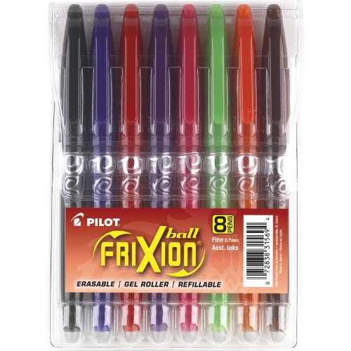 0641438691592 - PILOT FRIXION BALL ERASABLE GEL PENS, FINE POINT, 8-PACK POUCH, BLACK/BLUE/RED/PINK/PURPLE/ORANGE/LIME/BROWN INKS