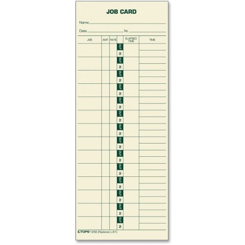 0641438712204 - TOPS JOB COSTING TIME CARD - 9 X 3.50 SHEET SIZE - YELLOW - 500 / BOX