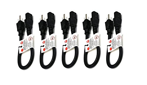 0641489591476 - C&E 5 PCS, POWER CORD CABLE W/ 3 CONDUCTOR 14AWG PC POWER CONNECTOR SOCKET (C13/5-15P) BLACK 1 FEET, CNE591476