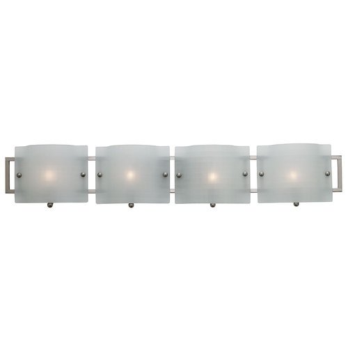 0641594018080 - ACCESS LIGHTING 53314-BS/CKF NARA 4-LIGHT ADA WALL/VANITY FIXTURE, BRUSHED STEEL FINISH WITH CHECKERED FROSTED GLASS SHADES