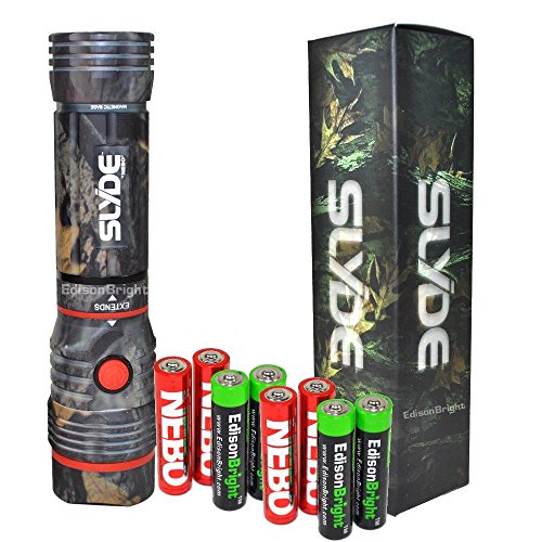 0641612550776 - NEBO SLYDE (CAMO) 250 LUMEN LED FLASHLIGHT/WORKLIGHT 6383 WITH 4 X EDISONBRIGHT AAA ALKALINE BATTERIES. DUAL LIGHT SOURCES. MAGNETIC BASE
