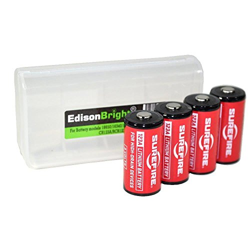 0641612552114 - 4 PACK SUREFIRE CR123A LITHIUM BATTERIES (MADE IN USA) SF123A WITH EDISONBRIGHT BBX3 BATTERY CARRY CASE BUNDLE