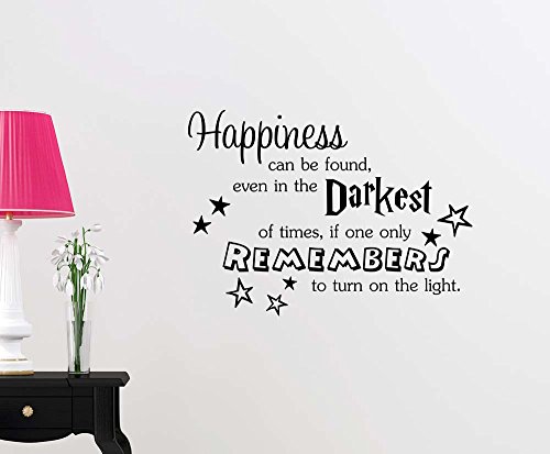 0642014250226 - HAPPINESS CAN BE FOUND EVEN IN THE DARKEST OF TIMES IF ONE ONLY REMEBERS LIGHT CUTE PLAYROOM HARRY ALBUS STICKER NURSERY VINYL SAYING LETTERING WALL ART INSPIRATIONAL SIGN WALL QUOTE DECOR