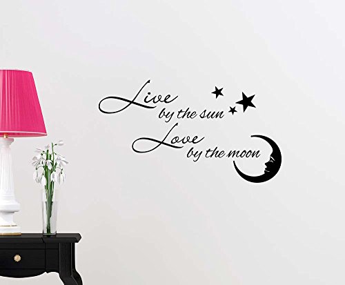 0642014251209 - WALL VINYL DECAL LIVE BY THE SUN LOVE BY THE MOON OCEAN CUTE INSPIRATIONAL FAMILY LOVE VINYL QUOTE SAYING WALL ART LETTERING SIGN ROOM DECOR