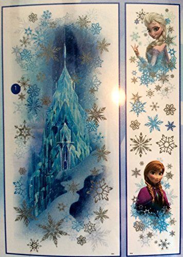 0642049907973 - DISNEY FROZEN WALL DECOR MEGA PACK, 1 GIANT GLITTERING DECAL OF ICE CASTLE WITH HEADSHOT DECALS OF ANNA AND ELSA (11 PIECES) AND 25 MORE WALL DECALS - REUSABLE (37 TOTAL WALL DECALS) - (GLITTER HEAD SHOT SCENE 38.8X16.5)