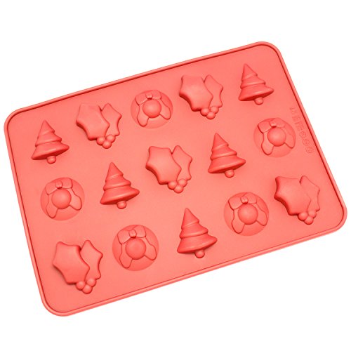 0642070580015 - FRESHWARE CB-119RD 15-CAVITY CHRISTMAS SILICONE MOLD FOR MAKING HOMEMADE CHOCOLATE, CANDY, GUMMY, JELLY, AND MORE