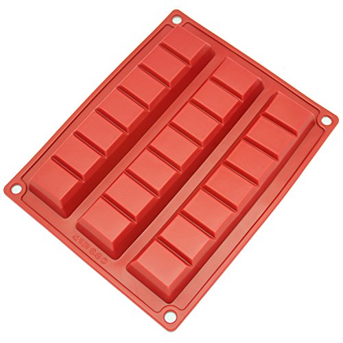 0642070580114 - FRESHWARE CB-801RD 3-CAVITY SILICONE MOLD FOR MAKING BREAK-APART CHOCOLATE CHUNKS, PROTEIN AND ENERGY BITES, AND MORE