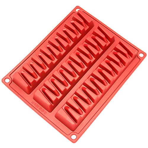 0642070580121 - FRESHWARE CB-800RD 3-CAVITY ZIG ZAG SILICONE MOLD FOR MAKING BREAK-APART CHOCOLATE, PROTEIN, OR ENERGY BITES AND MORE