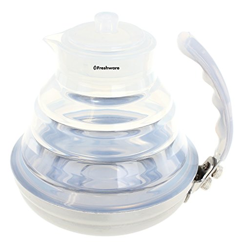 0642070580350 - FRESHWARE PT-100 COLLAPSIBLE SILICONE STAINLESS STEEL WATER KETTLE/TEA POT FOR OUTDOOR CAMPING AND HIKING, 5-CUP