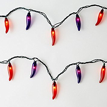 0642070925755 - CASA NOEL RED HOT MAMA RED AND PURPLE CHILI PEPPER LIGHTS STRING OF 35 FOR INDOOR / OUTDOOR USE