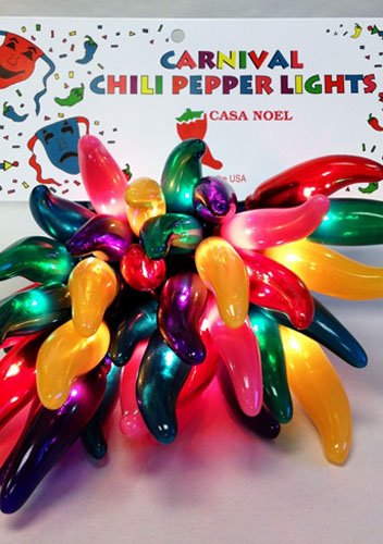 0642070925762 - CASA NOEL CARNIVAL CHILI PEPPER LIGHTS STRING OF 35 RED, GREEN, YELLOW, PINK, AND TURQUOISE PARTY LIGHTS