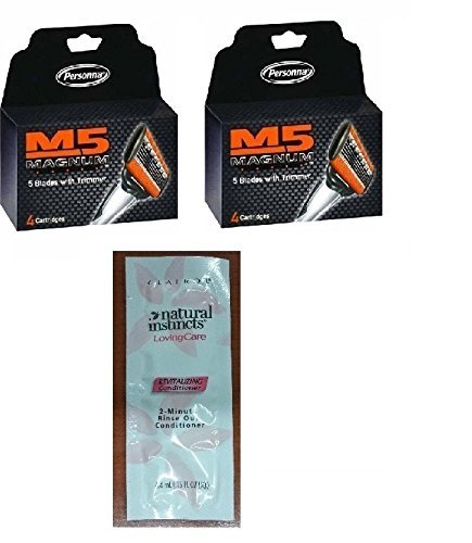0642078275616 - PERSONNA M5 MAGNUM 5 REFILL RAZOR BLADE CARTRIDGES, 4 CT. (PACK OF 2) WITH FREE LOVING COLOR TRIAL SIZE CONDITIONER