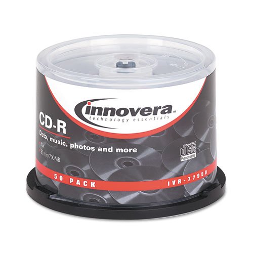 0642125335621 - INNOVERA 77950 CD-R DISCS, 700MB/80MIN, 52X, SPINDLE, SILVER, 50/PACK