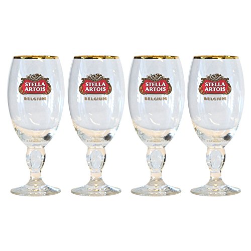 0642125542302 - STELLA ARTOIS BELGIAN CHALICE BEER GLASSES 0.4L (PACK OF 4)
