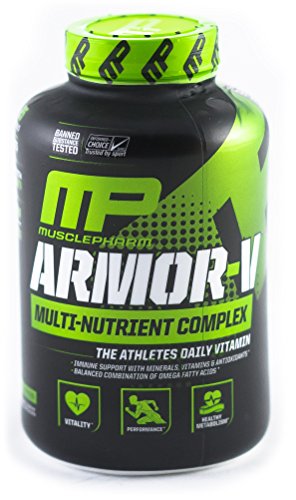 0642141955094 - MUSCLEPHARM | ARMOR-V SPORT DAILY MULTIVITAMIN AND MINERAL CAPSULE | TOTAL IMMUNE SYSTEM SUPPORT WITH B VITAMINS FOR ENERGY AND METABOLISM SUPPORT | 180 CAPSULES, 30 SERVING