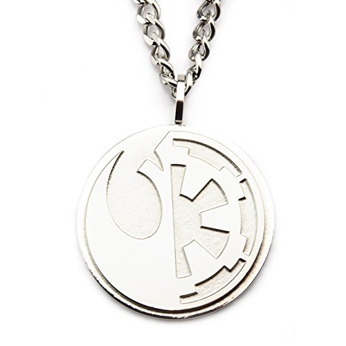 0642415299626 - STAR WARS ROGUE ONE SPLIT SYMBOL LARGE PENDANT STAINLESS STEEL NECKLACE