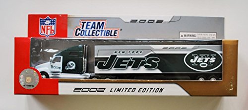 0642464013693 - FLEER 2002 LIMITED EDITION NFL TEAM COLLECTIBLE 1:80 SCALE DIECAST KENWORTH TRACTOR TRAILER NEW YORK JETS