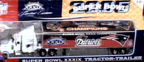 0642464073505 - NEW ENGLAND PATRIOTS 2005 SUPERBOWL XXXIX NFL FLEER DIECAST PETERBILT TRACTOR TRAILER 1/80 SCALE TRUCK CHAMPIONS EDITION COLLECTIBLE TEAM CAR FOOTBALL