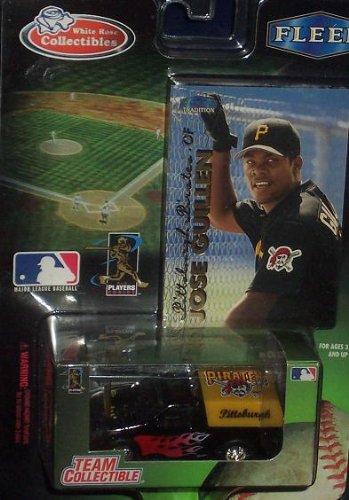 0642464993445 - PITTSBURGH PIRATES 1999 MLB DIECAST 1:64 SCALE FORD F-150 PICKUP TRUCK WITH JOSE GUILLEN FLEER CARD BASEBALL TEAM WHITE ROSE COLLECTIBLE