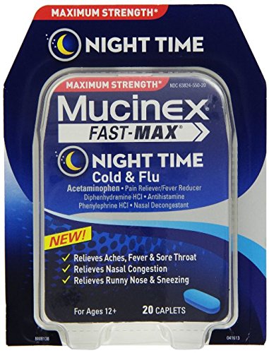 0642554861944 - MUCINEX FAST-MAX ADULT CAPLETS NIGHT TIME COLD AND FLU COUGH SUPPRESSANT PAIN RE