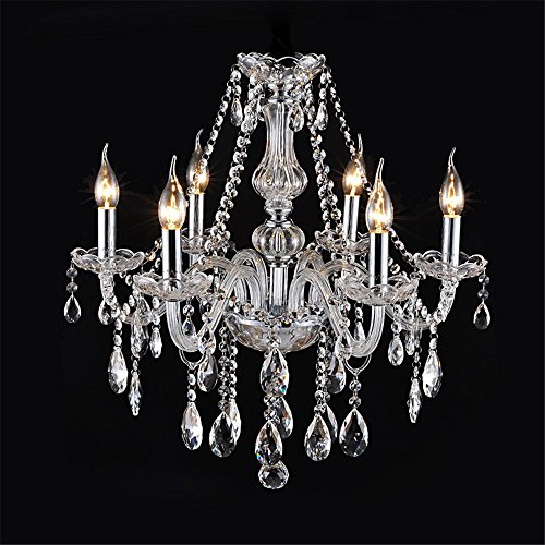 6425719263098 - ZHY-LED CRYSTAL CHANDELIER LIGHT 6 LIGHTS TRANSPARENT K9 CRYSTAL METAL CHROME CHANDELIERS FOR DINNING ROOM,WARM WHITE ,YC1291
