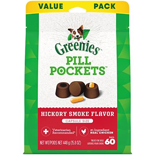 0642863106552 - GREENIES PILL POCKETS SOFT DOG TREATS, HICKORY SMOKE, CAPSULE, ONE 15.8-OUNCE 60-COUNT PACK