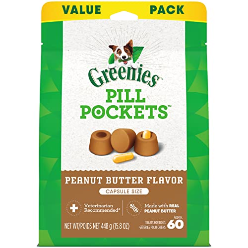 0642863111297 - GREENIES PILL POCKETS FOR DOGS CAPSULE SIZE NATURAL SOFT DOG TREATS WITH REAL PEANUT BUTTER, 15.8 OZ. PACK (60 TREATS)