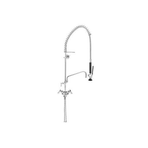 0642889341692 - FISHER 34169 SPRING PRERINSE WITH SINGLE DECK DUAL CONTROL VALVE, RISER, 36 HOSE, WALL BRACKET, ULTRA SPRAY VALVE AND ADDON FAUCET WITH 6 SWING SPOUT, 16