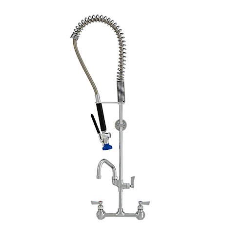 0642889489332 - FISHER 48933 BRASS 8 BACKSPLASH SPRING STYLE PRE-RINSE UNIT WITH ULTRA SPRAY VALVE, ADD-ON FAUCET AND EZ INSTALL ADAPTER ANDWITH ULTRA SPRAY VALVE, ADD-ON FAUCET, 16 SWING SPOUT, LEVER HANDLE