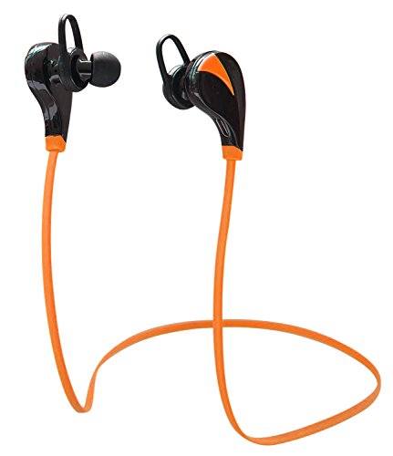 0642968114209 - SUONO1 LATEST RQ5 BLUETOOTH EARPHONES, WIRELESS EARBUDS, STEREO HEADSET, BUILT IN MICROPHONE AND RECHARGEABLE BATTERY (BLACK & ORANGE) BY STANLEY CUSTOM