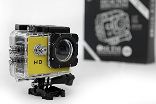 0642968353967 - ACTION CAMERA SPORTS VIDEO HD RECORDER 1080P AND 720P RESOLUTION YELLOW, FREE 8GB SD CARD, MOTION DETECTION FEATURE & FULL ACCESSORIES!