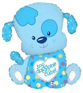 0642984652679 - BOY DOGGONE BLUE PUPPY DOG 33 BABY SHOWER OR 1ST BIRTHDAY PARTY MYLAR BALLOON