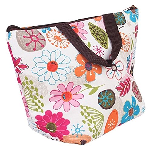6430013066023 - SCHOOL WORK PICNIC LUNCH BAG TOTE THERMAL INSULATED COOLER ZIPPER BAG TO-GO TOTE (FLORAL)