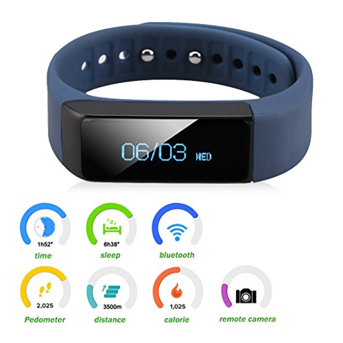 0643019804131 - SMART BRACELET FITNESS TRACKER SMART WATCH SPORTS TREND UNITED I5 PLUS BLUETOOTH FOR SMARTPHONE PEDOMETER TRACKING CALORIE HEALTH SLEEP MONITOR (BLUE)