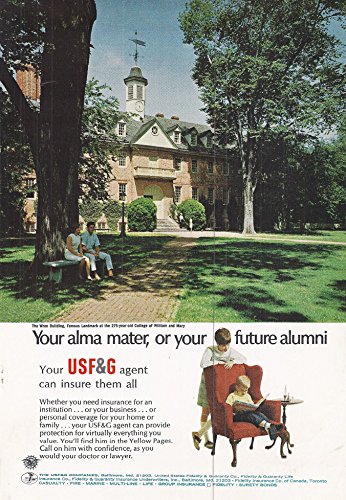 6430850513827 - 1968 VINTAGE MAGAZINE ADVERTISEMENT USF&G, YOUR ALMA MATER, OR YOUR FUTURE ALUMNI
