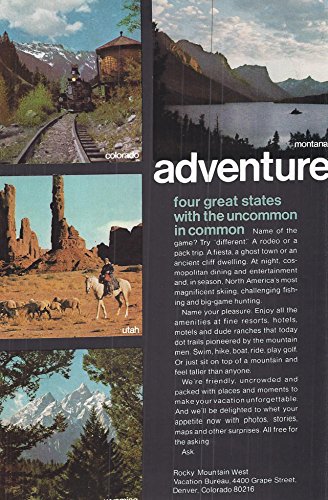 6430850515470 - 1969 VINTAGE MAGAZINE ADVERTISEMENT ROCKY MOUNTAIN WEST, ADVENTURE FOUR GREAT STATES WITH THE UNCOMMON IN COMMON.