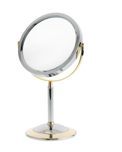 0064323075114 - 2-TONE STRAIGHT STEM VANITY MIRROR WITH 7X MAGNIFICATION
