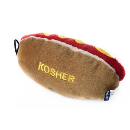 0643250927002 - COPA JUDAICA CHEWISH TREAT 6 BY 3 BY 3-INCH KOSHER HOT DOG SQUEAKER PLUSH DOG TOY, MULTICOLOR