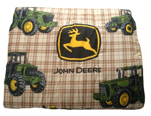 0643475611830 - JOHN DEERE BEDDING TRADITIONAL TRACTOR AND PLAID COLLECTION COMFORTER, TWIN SIZE