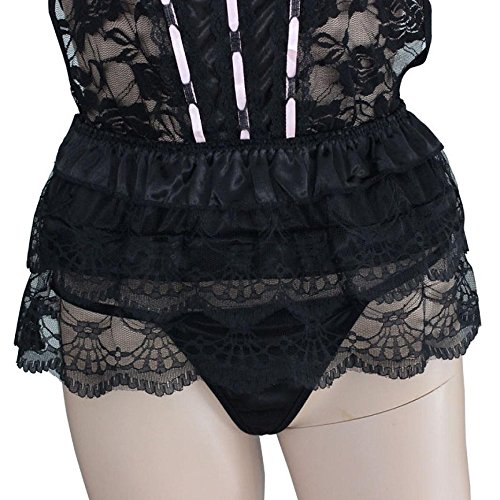 0643507705902 - START BABY DOLL;SEXY PASSION LINGERIE BACKLESS BABYDOLL G-STRING DRESS (BLACK)