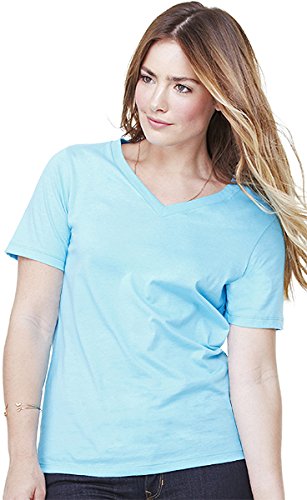 0643619303041 - BELLA + CANVAS MISSY'S RELAXED JERSEY V-NECK T-SHIRT, SMALL, TURQUOISE
